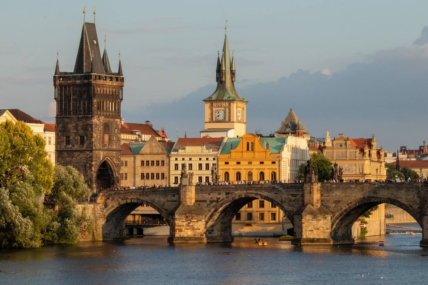 Charles Bridge in Prague at golden hour