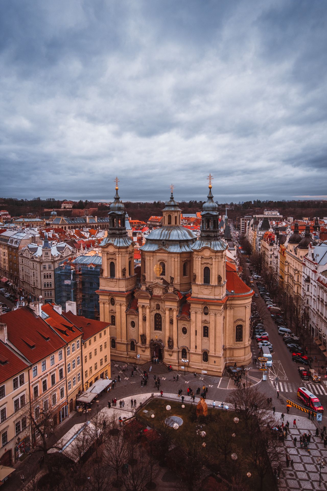 Prague Old Town Square aerial view